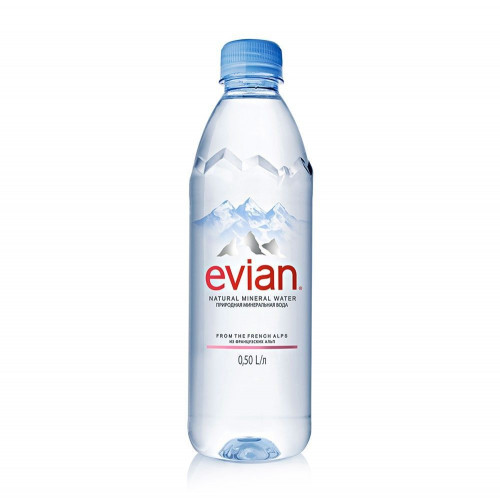 Вода Evian/Эвиан 0,5 литра. без газа. пэт. белый 24 шт. в упаковке